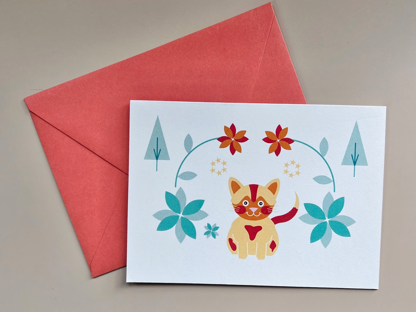 Cat Greeting Card (Blank) & Envelope
