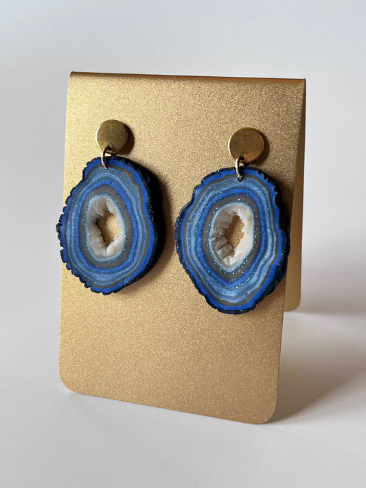 Blue "Geode" Dangle Earrings