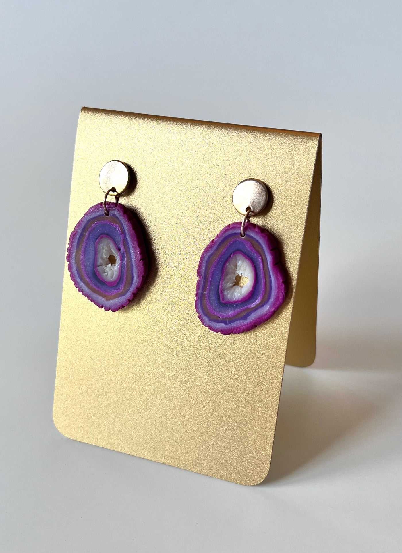 Purple Faux Geode Earrings