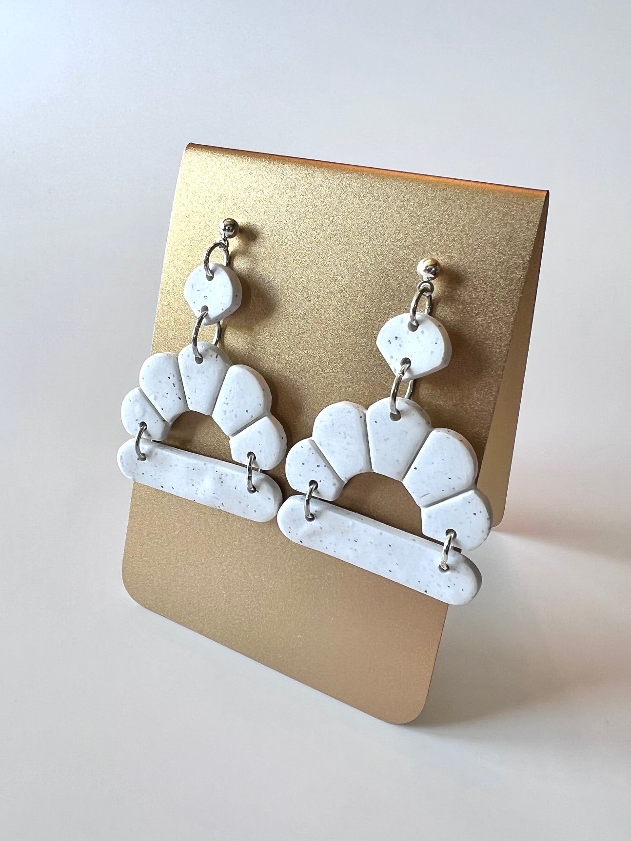 White Scalloped Dangle Earrings