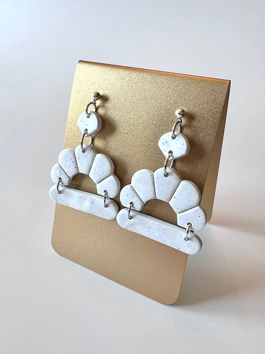 White Scalloped Dangle Earrings