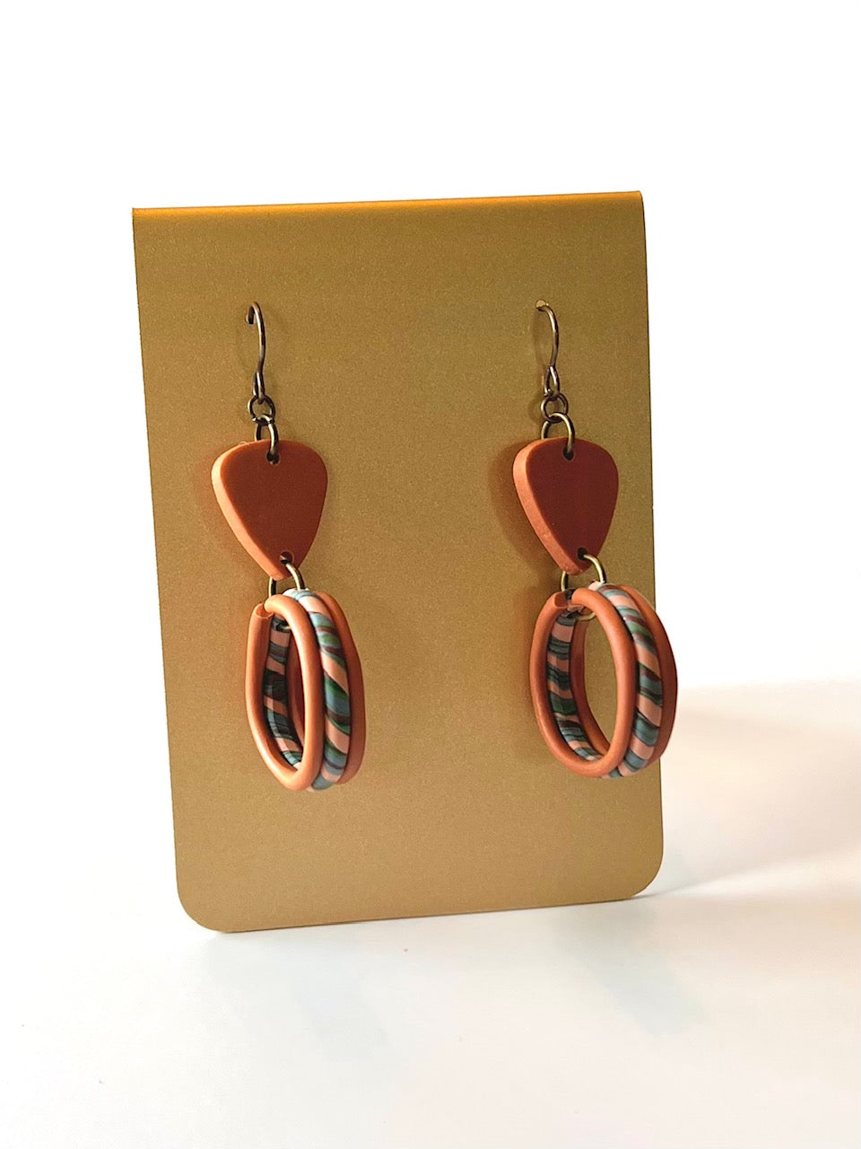 Terracotta Striped Dangle Earrings