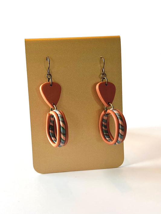 Terracotta Striped Dangle Earrings