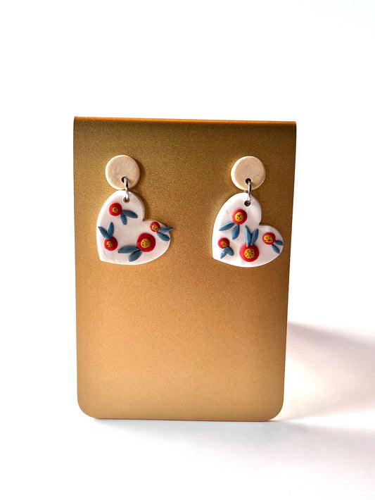 Floral Heart Dangle Earrings