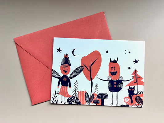 Whimsical Forest Creatures Greeting Card (Blank) & Envelope