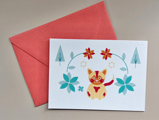Cat Greeting Card (Blank) & Envelope